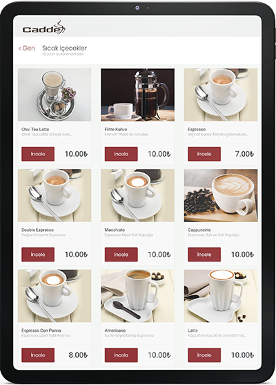 Chef Smart Pro Tablet Menü